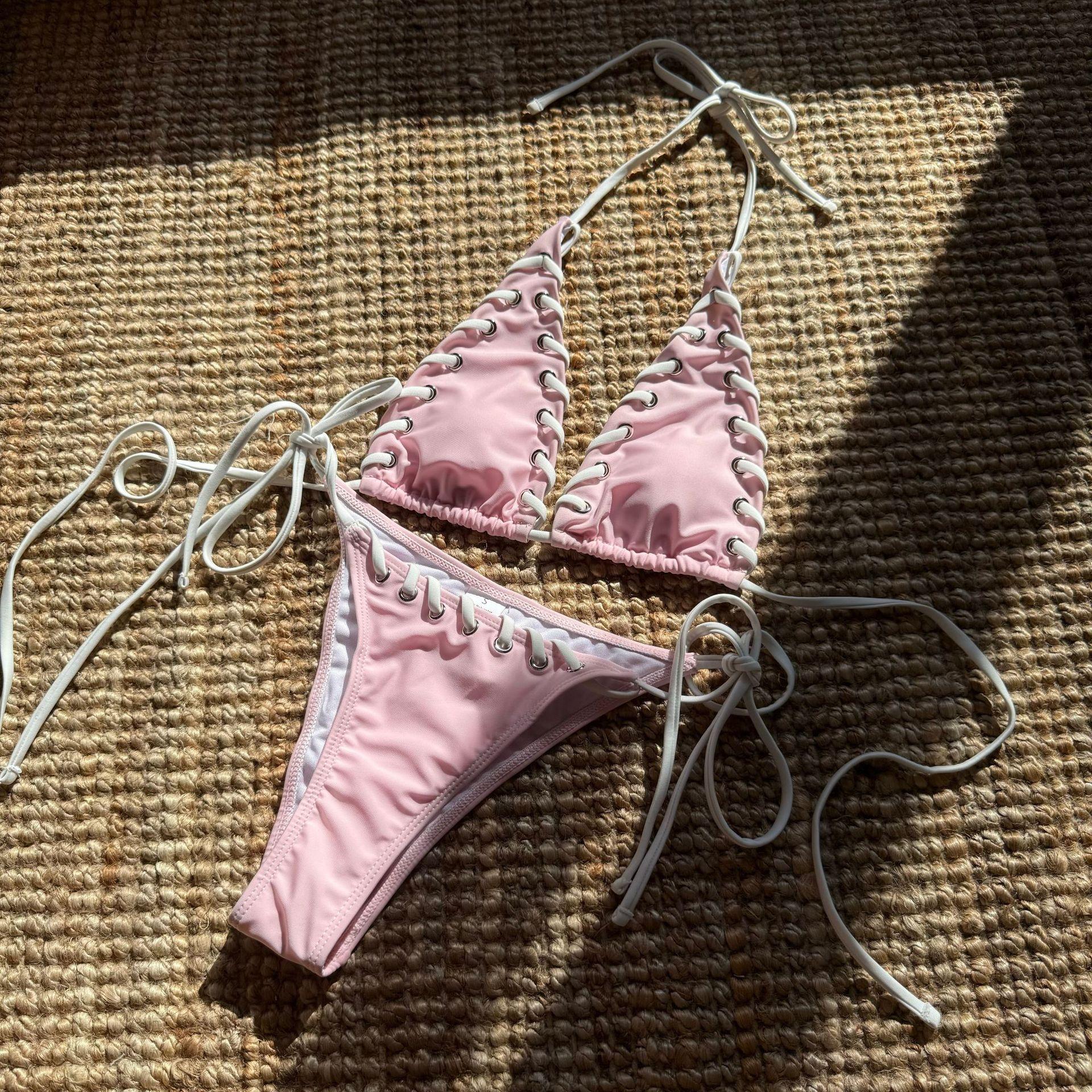 

2026 Contrasting Black-eyed Rope Sexy Strap Backless Split Bikini L