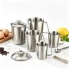 304 Stainless Steel Measuring Cup Coffee Latte Art Baking Milk Frothing With Graduated Scale Lid Optional
