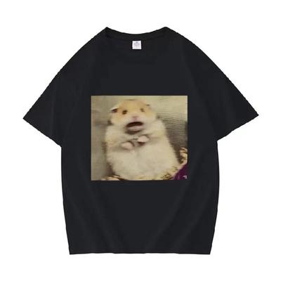 Grappige Bang Hamster Meme Grafische T-shirt Unisex Vrouwen O-hals Mode Korte Mouw T-shirt Retro Kleding Oversized Katoenen T-shirts
