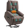 Electric Riser Recliner Armchair with Footrest and Remote Control, Linen-Look Polyester Fabric Brown