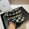 Light Luxury Niche Rhinestone Navy Hat, Small Fragrant Plaid, Woolen Newsboy Hat With Styling Hat