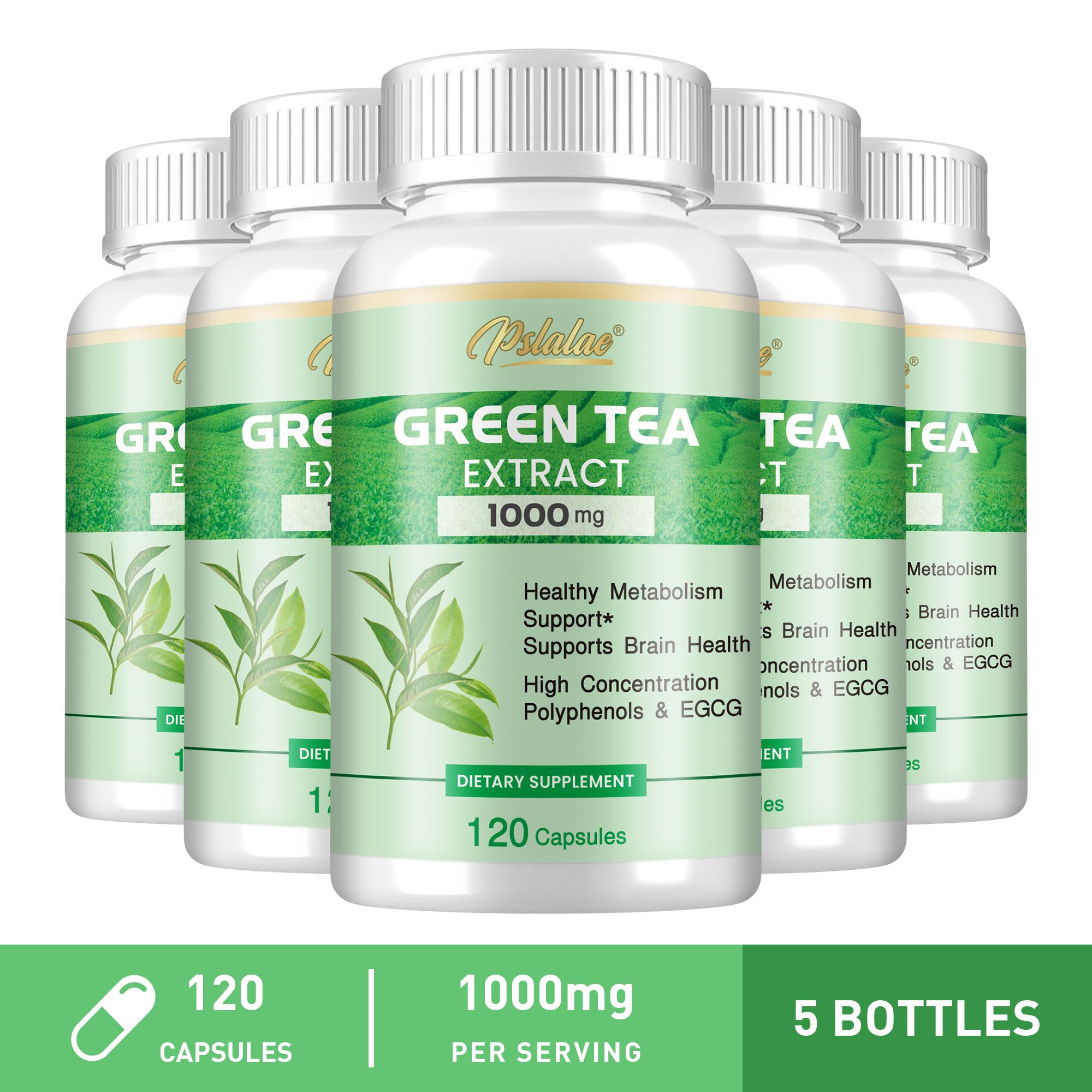 Grüntee-Extrakt-Kapseln, 1000 mg pro Portion, enthaltend 50 % EGCG und 98 % Polyphenole, leicht absorbierbar, GVO-frei, für Erwachsene geeignet. 120*5