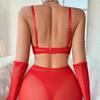 2026 new three-point hollow splicing heart-shaped chest sticker chain sex underwear women