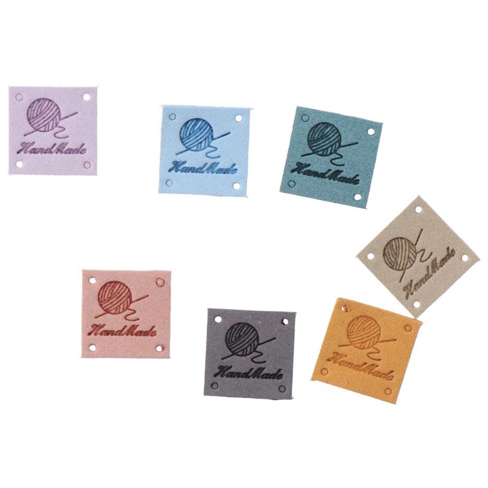 

90 шт. 0,98 x 0,98 дюйма, кожаные вязаные крючком этикетки, кожаная одежда, ручная работа, тисненная бирка для девочек