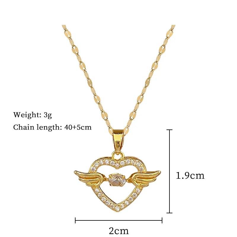 Temperament Smart Love Zircon Necklace for Women Gold Color Light Luxery Titanium Steel Pendant Necklaces Party Zircon