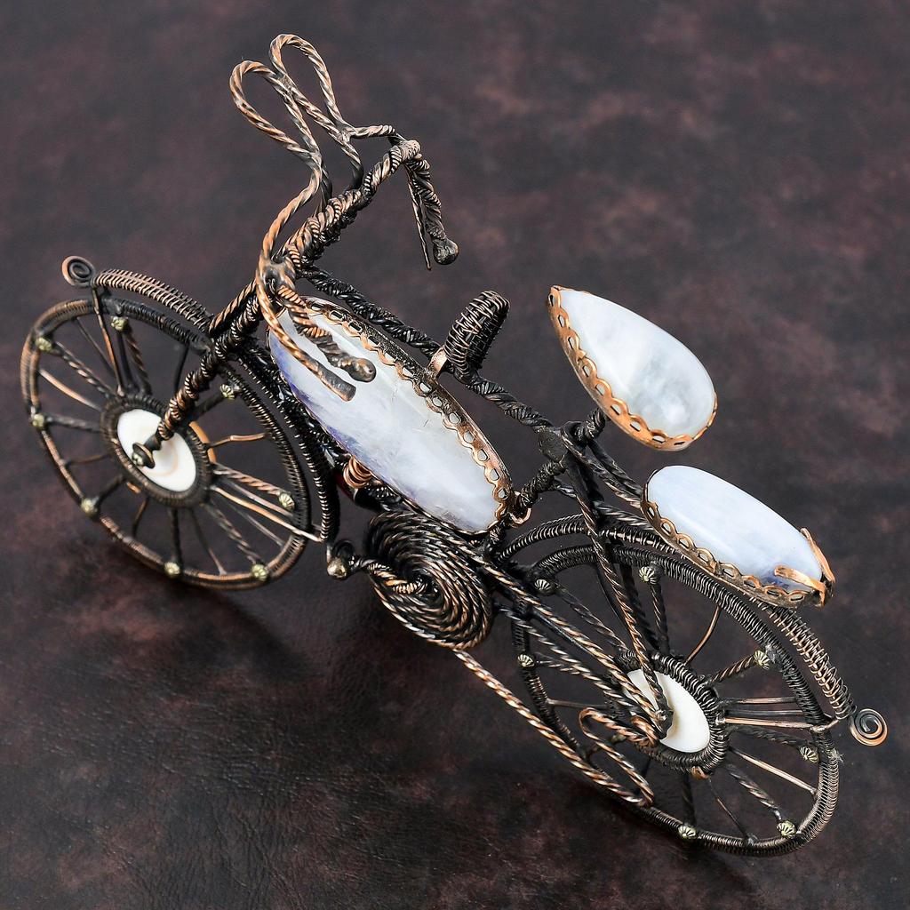 Rainbow Moonstone Pendant Copper Wire Wrapped Pendant Shiva Eye Shell Gemstone Pendant Cycle Pendant Copper Jewelry Unique Pendant For Gift