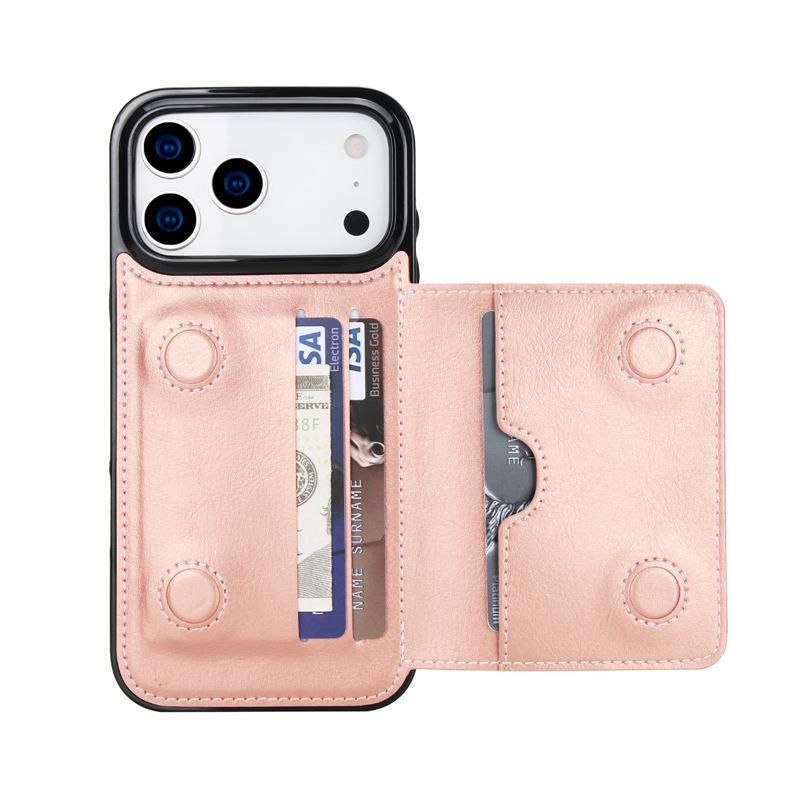 Applicable iPhone17Pro iPhone leather case15Plus Back-cover type protective case Samsung S25U Card holder