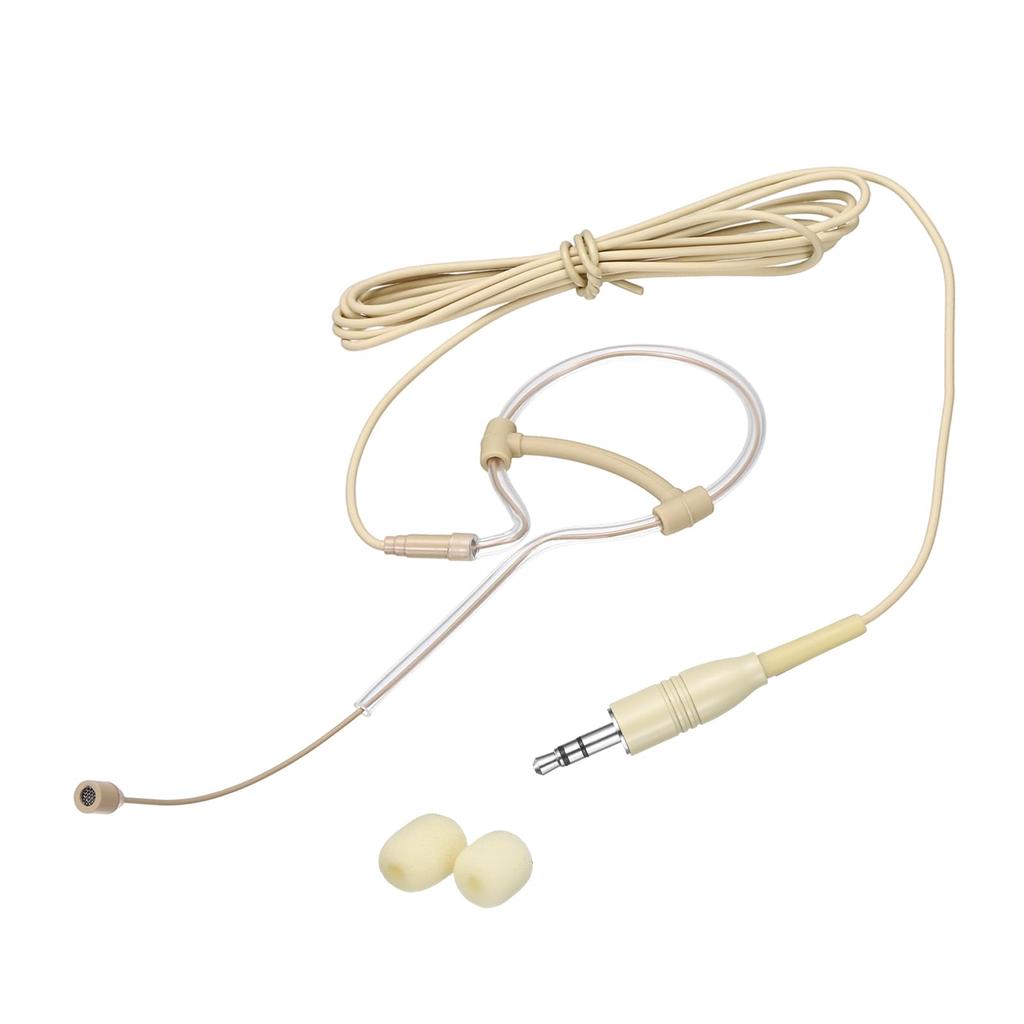 uxcell Earhook Headset Single Ear Omnidirectional Wired Condenser Microphone with Standard TRS Plug and Beige Microphone, Over-Ear 3.5mm 3.9ft Cable,