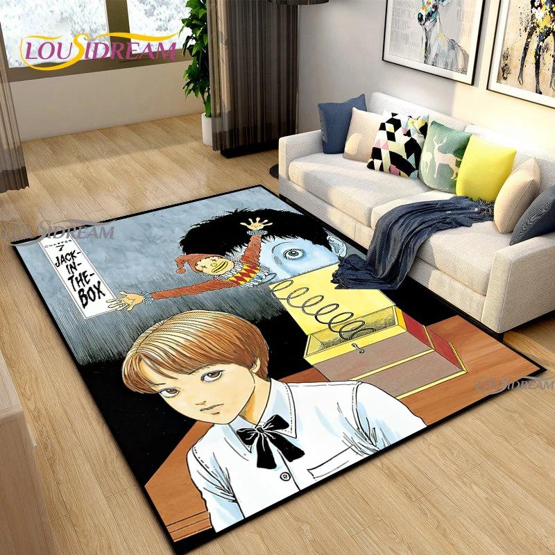 Junji Ito Art Fear Carpet for Living Room Bedroom Table Decor Yoga Area Rug Kitchen Kid Un-slip Floor Mat Alfombra Birthday Gift