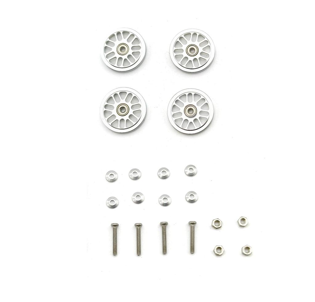RIZES Mini 4WD Lager Rulle Lettvekt Alle Aluminiumsdeler CNC 19mm Eikering Motorbane Dress Oppgradering 4 Stykker Sølv