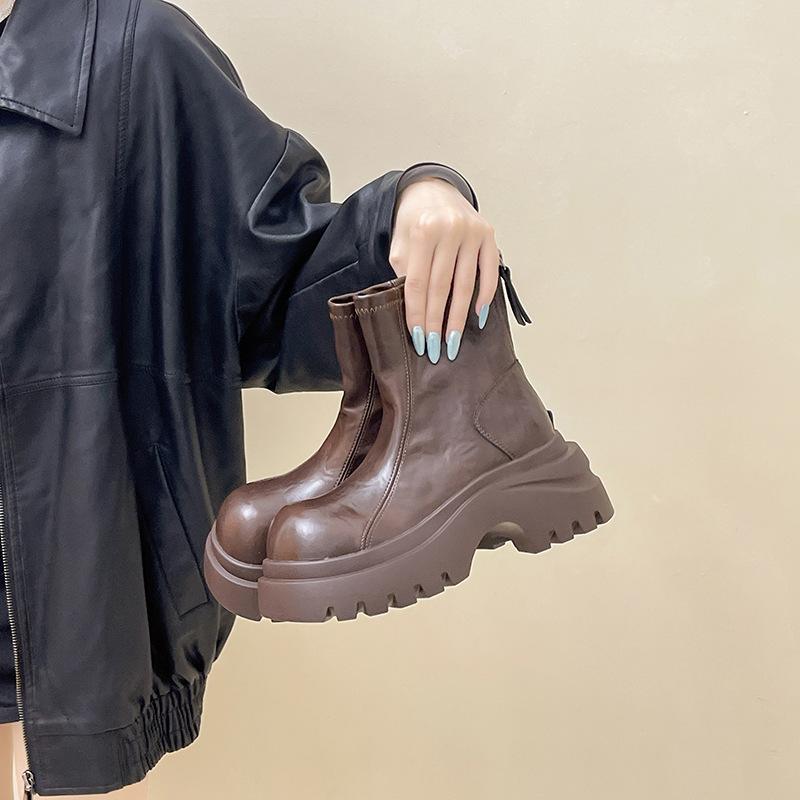 

Британские кожаные ботинки, ботинки на толстой подошве, детские осенне-зимние модные ретро универсальные и удобные увеличивающие рост меди 40 коричневый