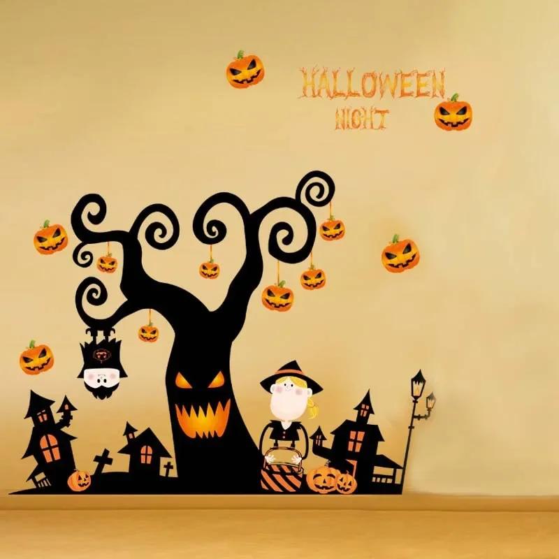 Childrens Removable Wall Stickers Halloween Decoration Wall Stickers Horror Halloween Pumpkin Window Glass Stickers