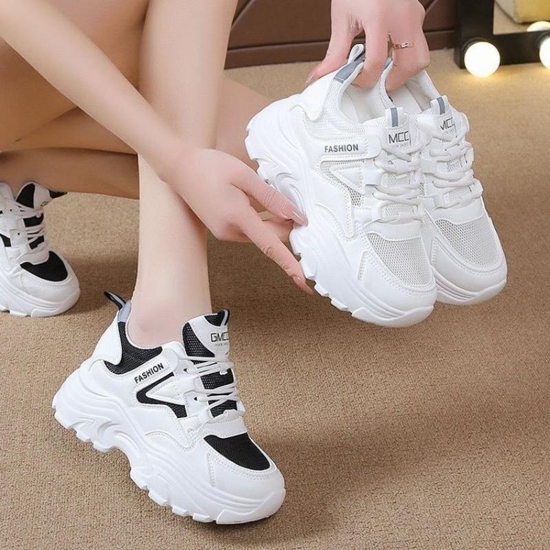 Women Chunky Leather Vulcanized Shoes 2025 Autumn Increased Comfortable Outdoor Sneakers Designer Street Casual Footwear Zapatos
