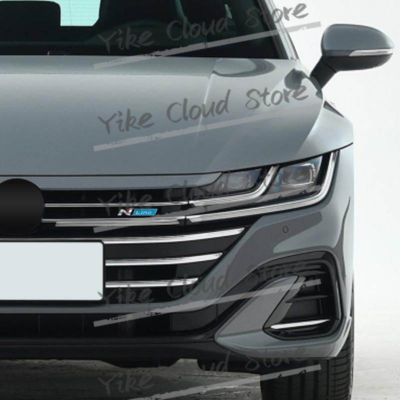 HWCB2 N Line Decoration Emblem Car Styling 3D Sticker Metal Front Hood Grille Badge For Hyundai Kona Tucson Sonata Elantra Veloster