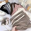 Women's Cream Cashmere Wide-Leg Knit Pants - High Waist, Floor-Length, Solid Color, Autumn/Winter