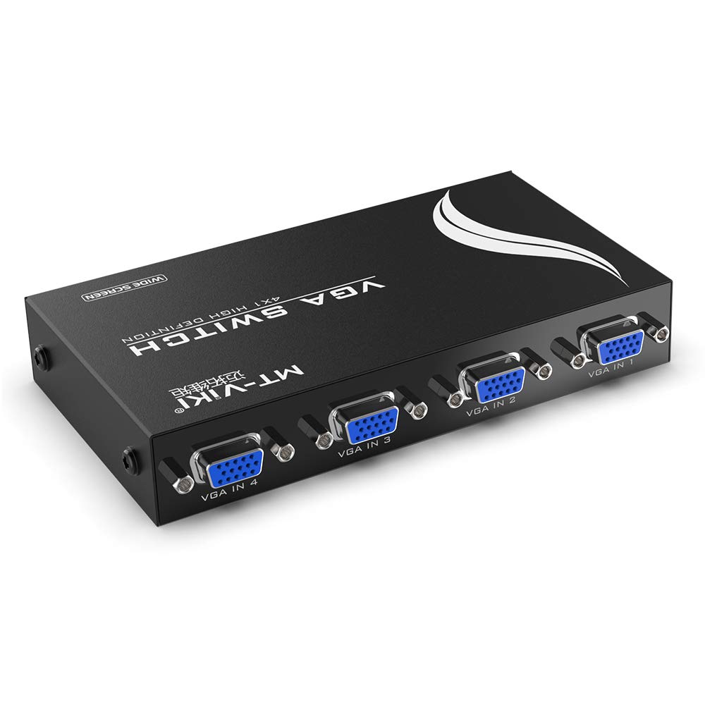 

MT-VIKI 4-Port VGA Switcher with 1 Output and 4 Inputs, Compatible with 16:10 Widescreen Video, Compatible with 4 Inputs and 1 Outputs