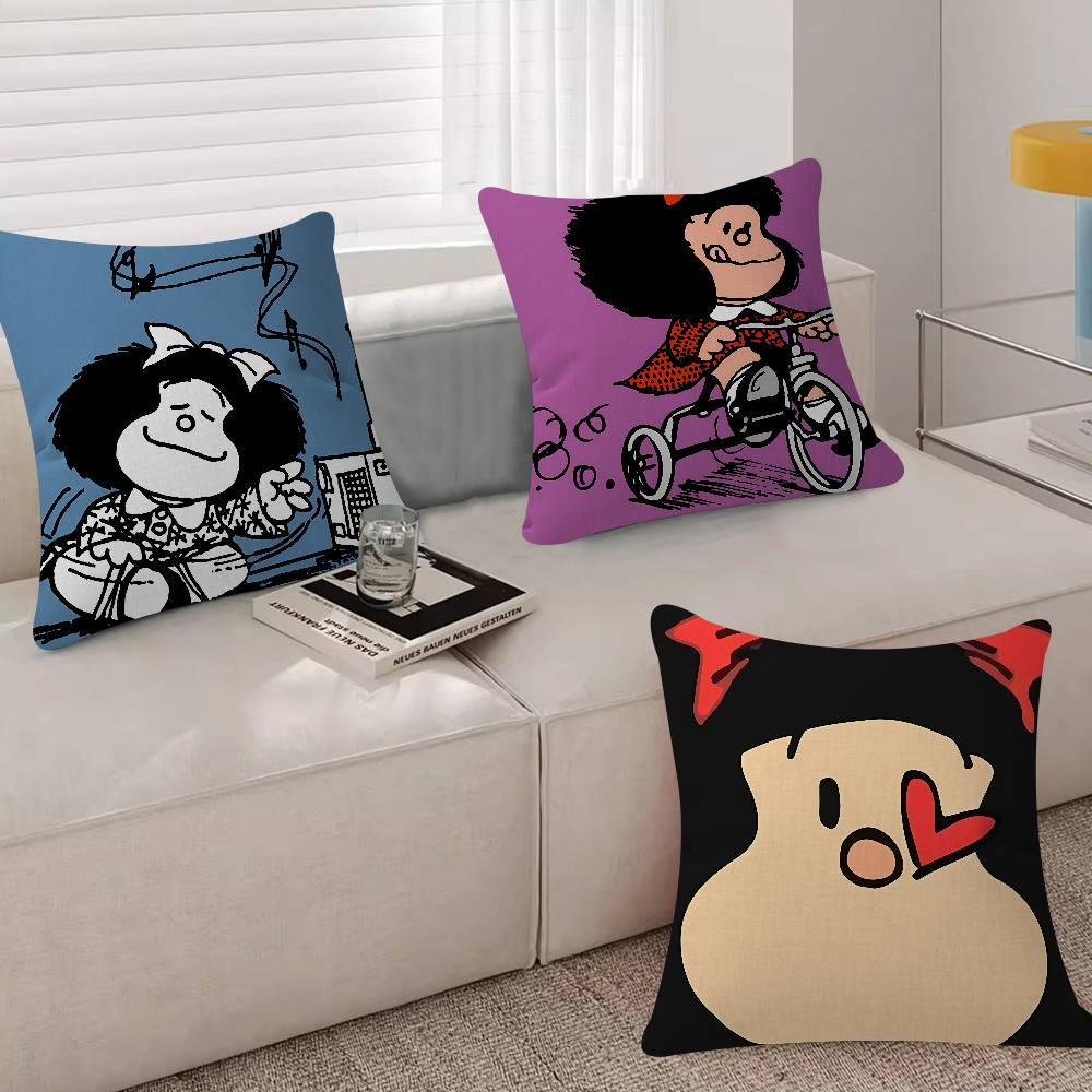 Cartoon M-Mafalda Pillow Gift Home Office Decoration Bedroom Sofa Car Cushion Cover Case 45x45