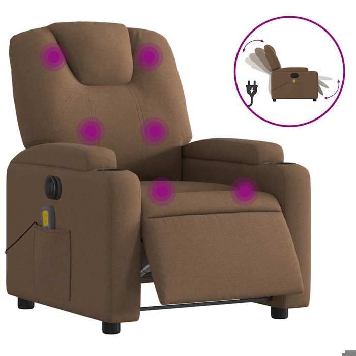 VidaXL Fauteuil Inclinable de Massage Électrique, Chaise de Relaxation avec Dossier et Repose-pied Réglables, Siège de 3204360