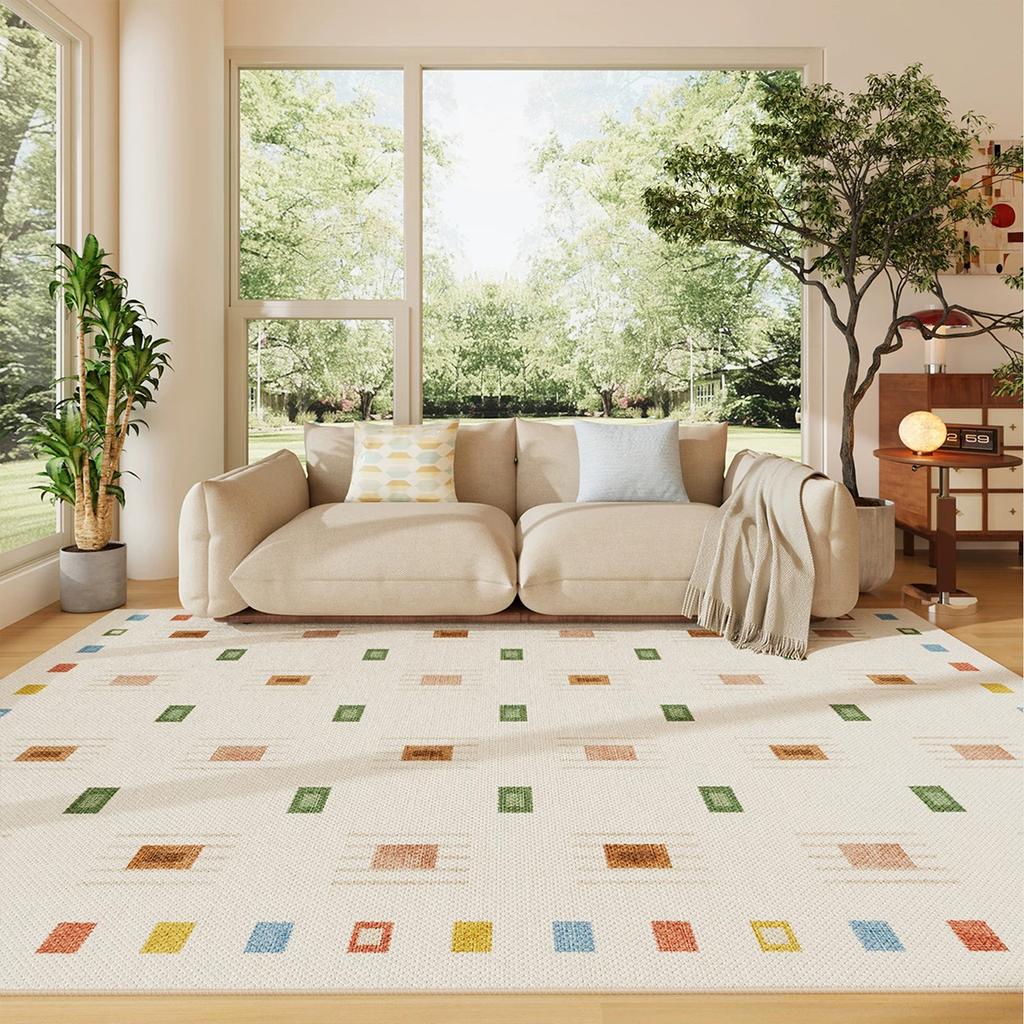 Dopamine Plaid Rug for Living Room Carpet Bedroom Floor Mat Short Plush Large Area Rugs Dirty Resistant Non-slip Mats