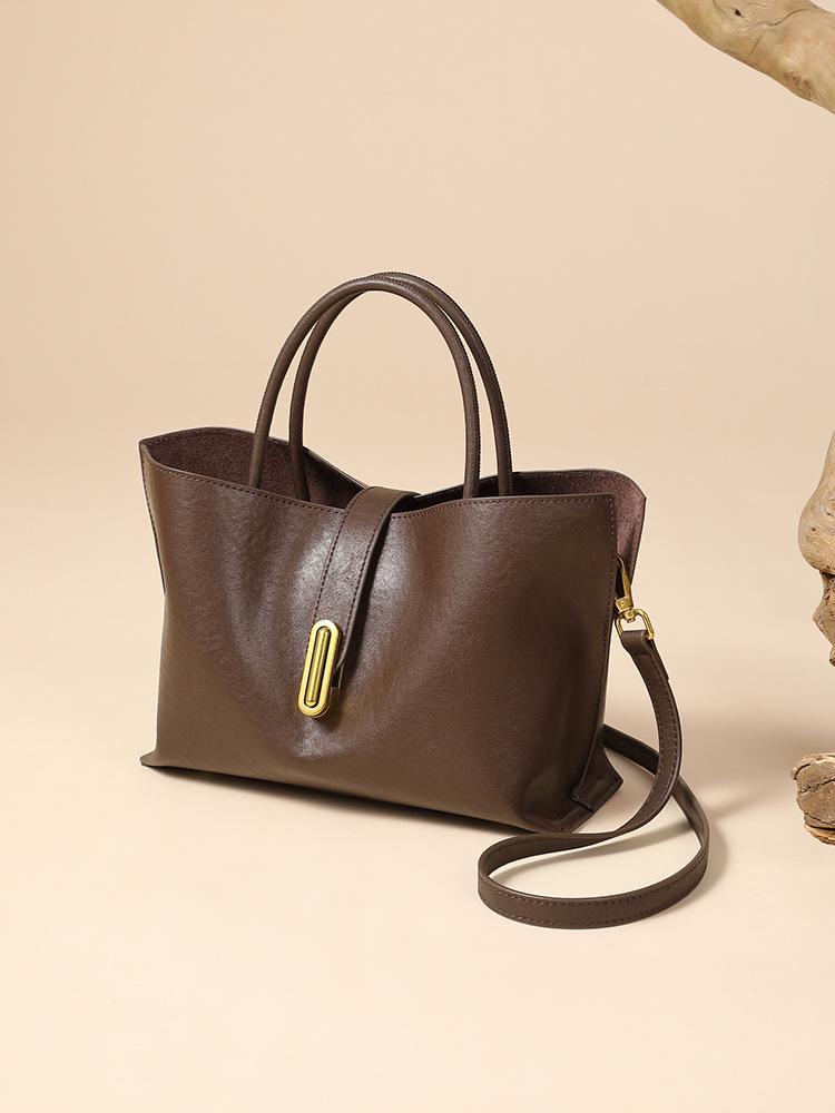 Women's Vegetable-Tanned Leather Tote & Crossbody Bag - Niche Fashion Handbag