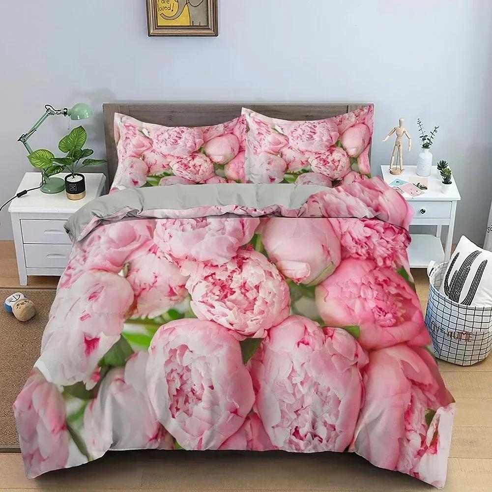 3D Rose Pattern Duvet Cover Set Queen King Size Bedding Set Quilt Cover With Zipper Closure Valentine'S Day Gift For Lover