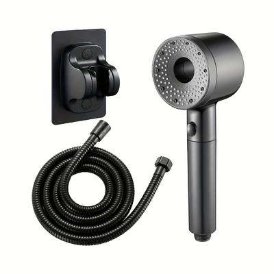 High Pressure Handheld Showerhead Set with 5 Mode Settings, Wall Mount Plastic  Includes Filter Element1.5m Explosion-Proof Hoseand No-Drill Bracket