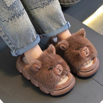 Capybara Slippers Children's 2025 Spring Autumn Linen Floor Shoes Indoor Breathable Home Slippers Anti-slip Cartoon Slippers