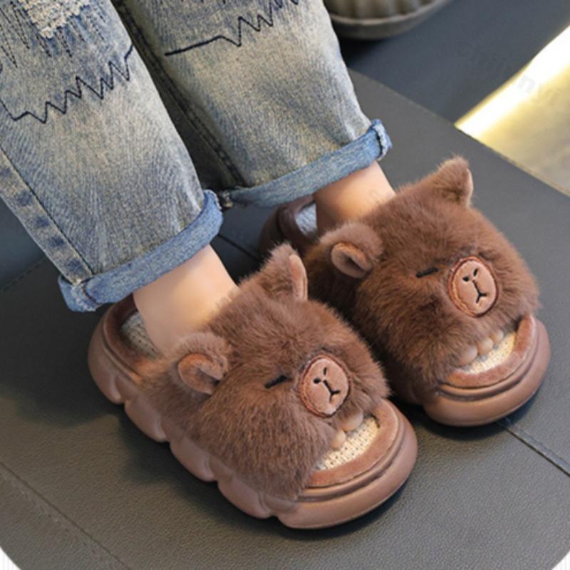 Capybara Slippers Children's Sandals Summer Linen Floor Shoes Indoor Breathable Home Slippers Anti-slip Cartoon Slippers