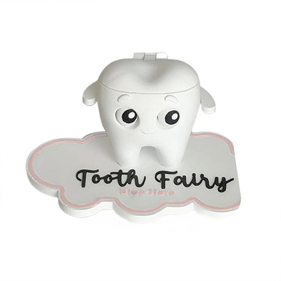 Drukowane 3D Pojemnik na wypadające ząbki Urocze Białe Pudełko do Przechowywania Zębów w Kształcie Zęba dla Dzieci Pudełko na Pamiątkę Pierwszego Wypadającego Ząbka dla Chłopców Dziewczynek