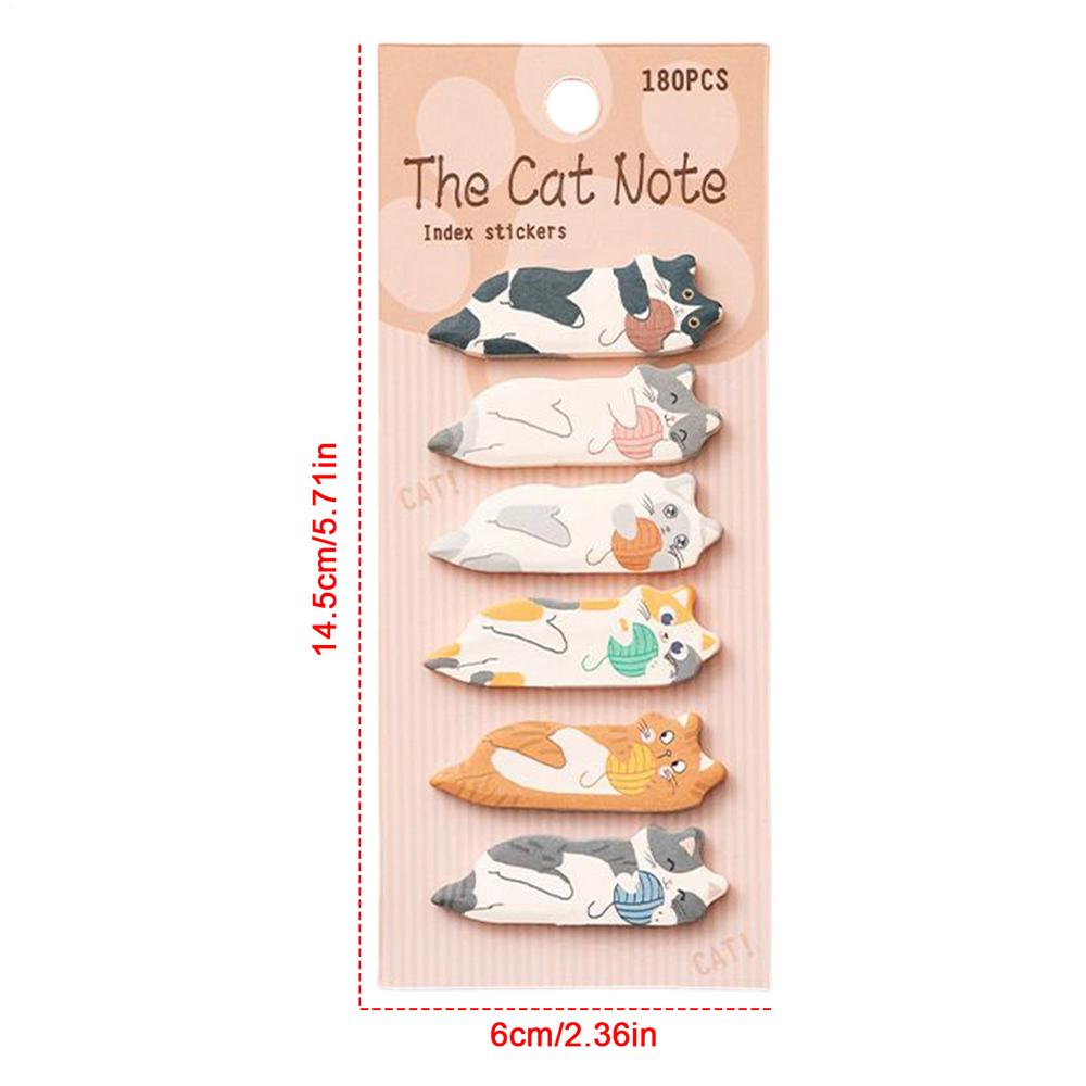 180 Sheets/Pack Cute Cat Index Tabs Self Adhesive Page Markers Waterproof Sticky Notes Classify Files Flags Posted  Stickers