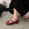 Fashion High heels, retro square toe, women's shallow mouth, elegant dress shoes, fashionable party, bow women's shoes,