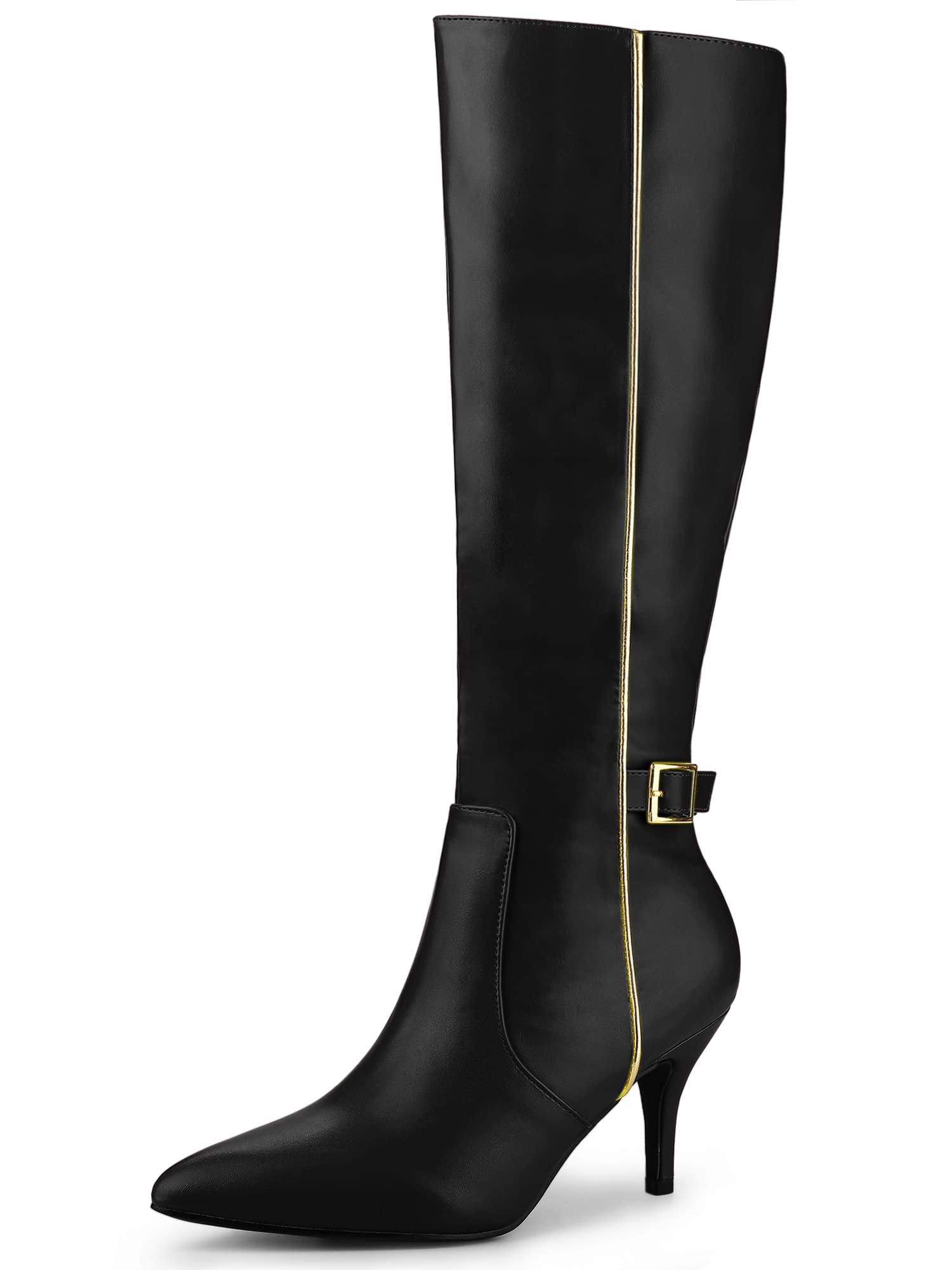

Allegra K Knee-High Boots, Stiletto Heel, Pointed Toe, Women s, Black, Size 28.0cm