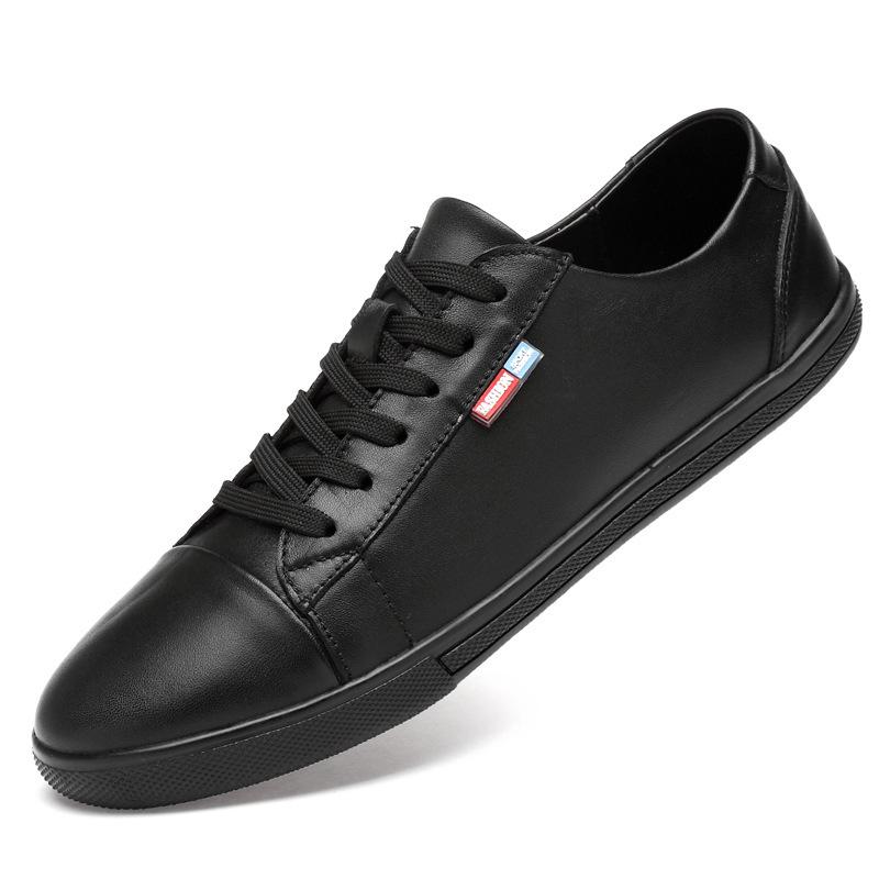 First layer cowhide white shoes casual fashion single shoes shallow mouth outdoor board shoes men's shoes