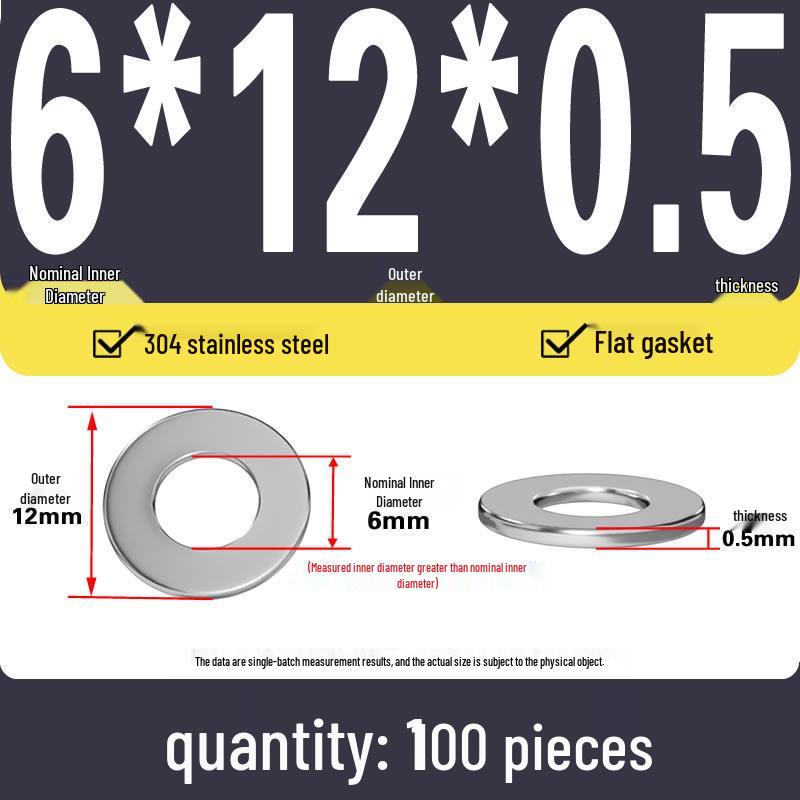 Plochá podložka z nerezové oceli 304 pro nastavení vůle hřídele (0,1/0,2/0,3 mm)