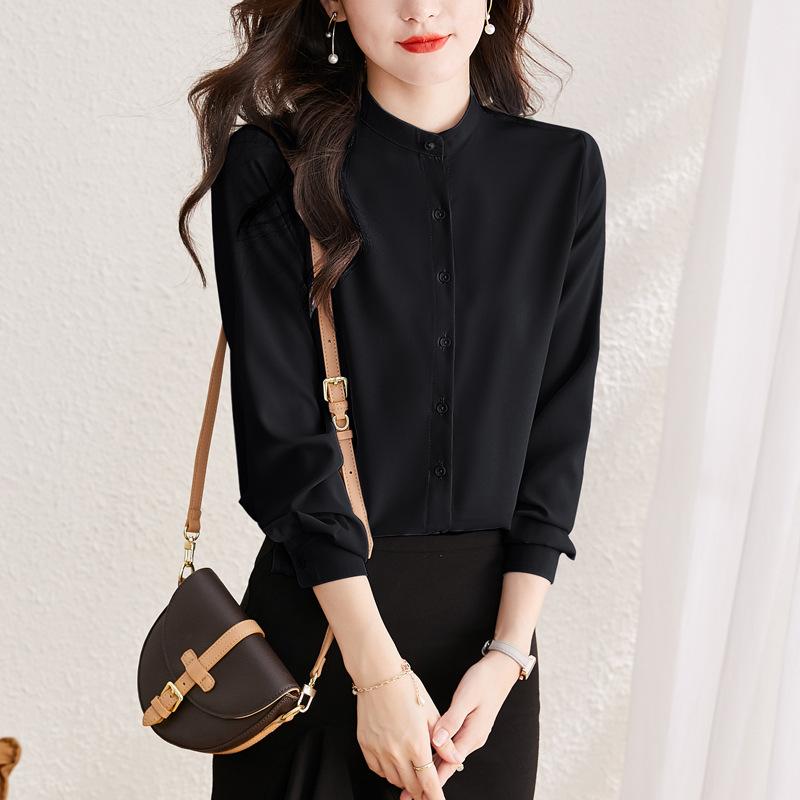 

Французская рубашка с воротником-стойкой для женщин. Весна. Новый универсальный топ. Рубашка для похудения, замедляющая старение. 4XL