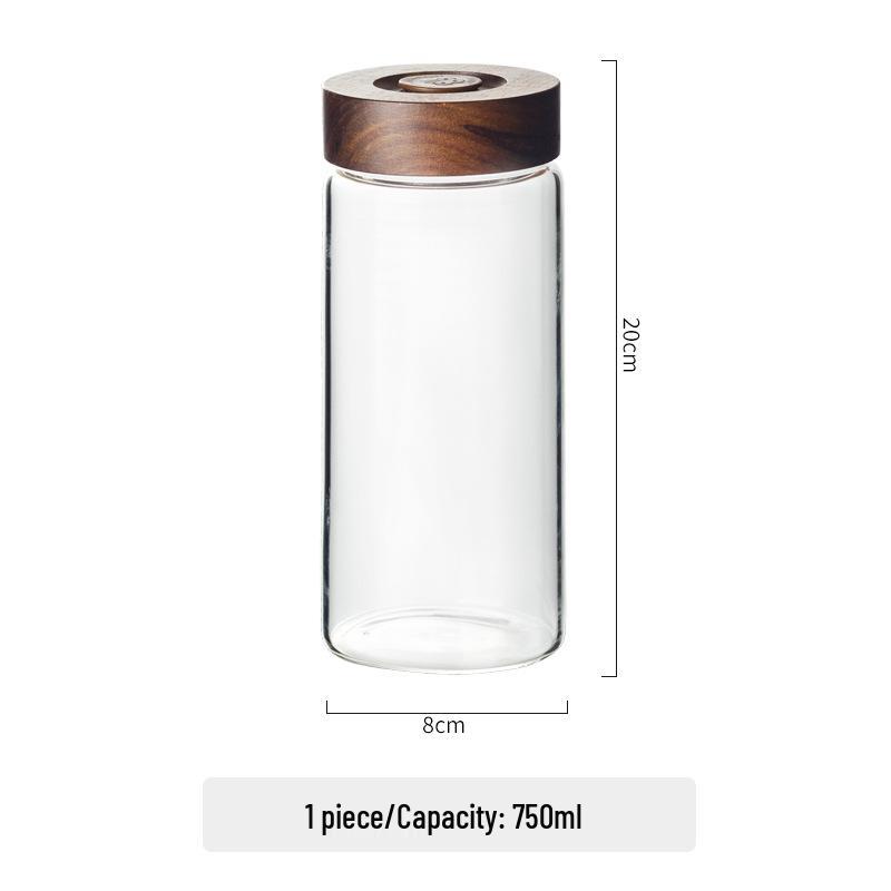 Coffee Bean Sealed Glass Jar with One-Way Valve, Wooden Lid - for Coffee, Tea, and Dried Goods Storage