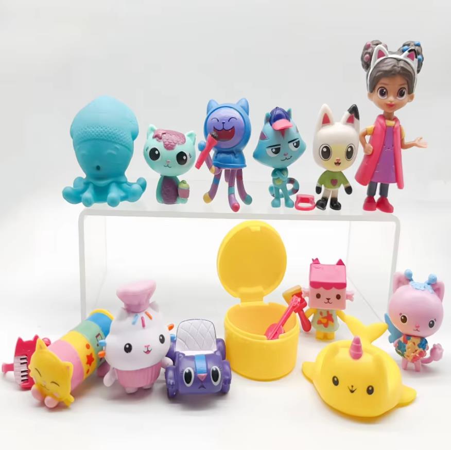 

10/13pcs/Set Cartoon Gabby Dollhouse Anime Figure Toy Model Smiling Car Cat Hug Gaby Figurines Dolls For Children Kids Gift PVC Kid Friendly