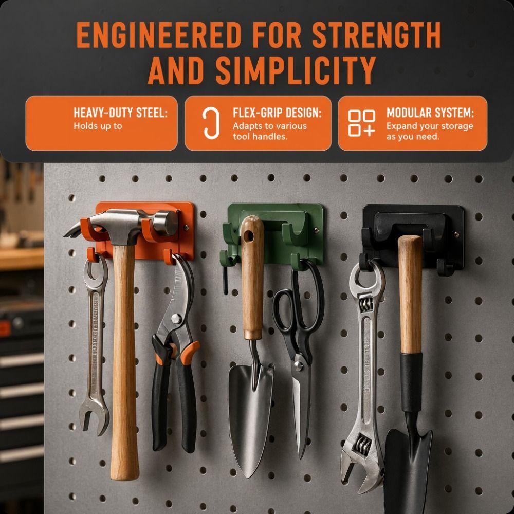 5PCS Wall Mount Gardening Tool Hanger Practical Storage Hook Rack  Household Cleaning