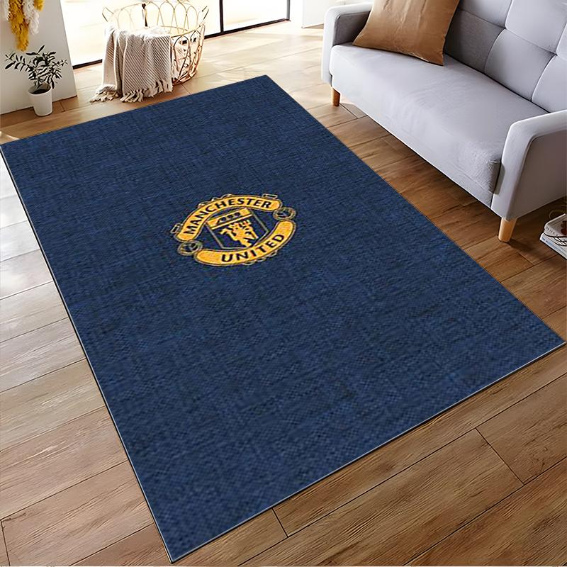 "Blue Carpet with Manchester United Logo Design for Living Room Decor" Suitable for use as an anti-slip for living room bedroom sofas