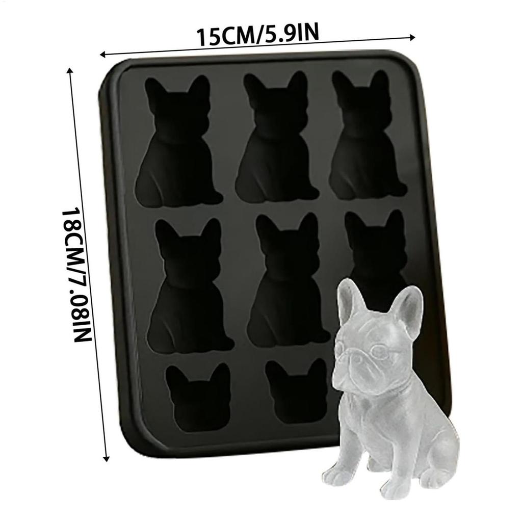Whiskey Ice Mold Silicone Novelty French Bulldog Ice Mold 9-Grids Easy Release Food Grade Drink Iceblock Maker For Making Drink
