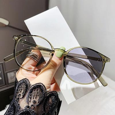 Gafas de miopía para mujeres, gafas fotocromáticas antiluz azul de alta definición de moda para estudiantes, monturas de gafas de miopía con acabado liso