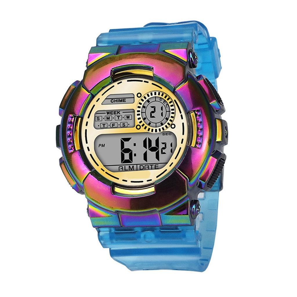 Orologio da Polso Sportivo LED Digitale Impermeabile Multifunzione Leggero Trasparente per Ragazzi Ragazze Oro Rosa