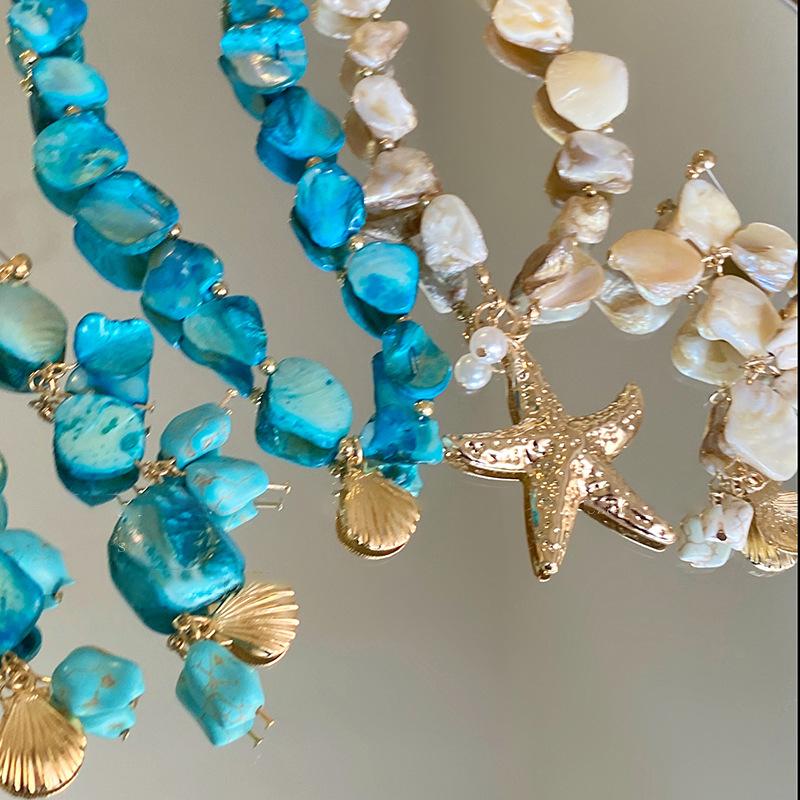 Shell, Starfish, Conch Necklace, Beach, Beach, Resort Style, Temperament, Collarbone Chain, European and American Niche Versatile Necklaces