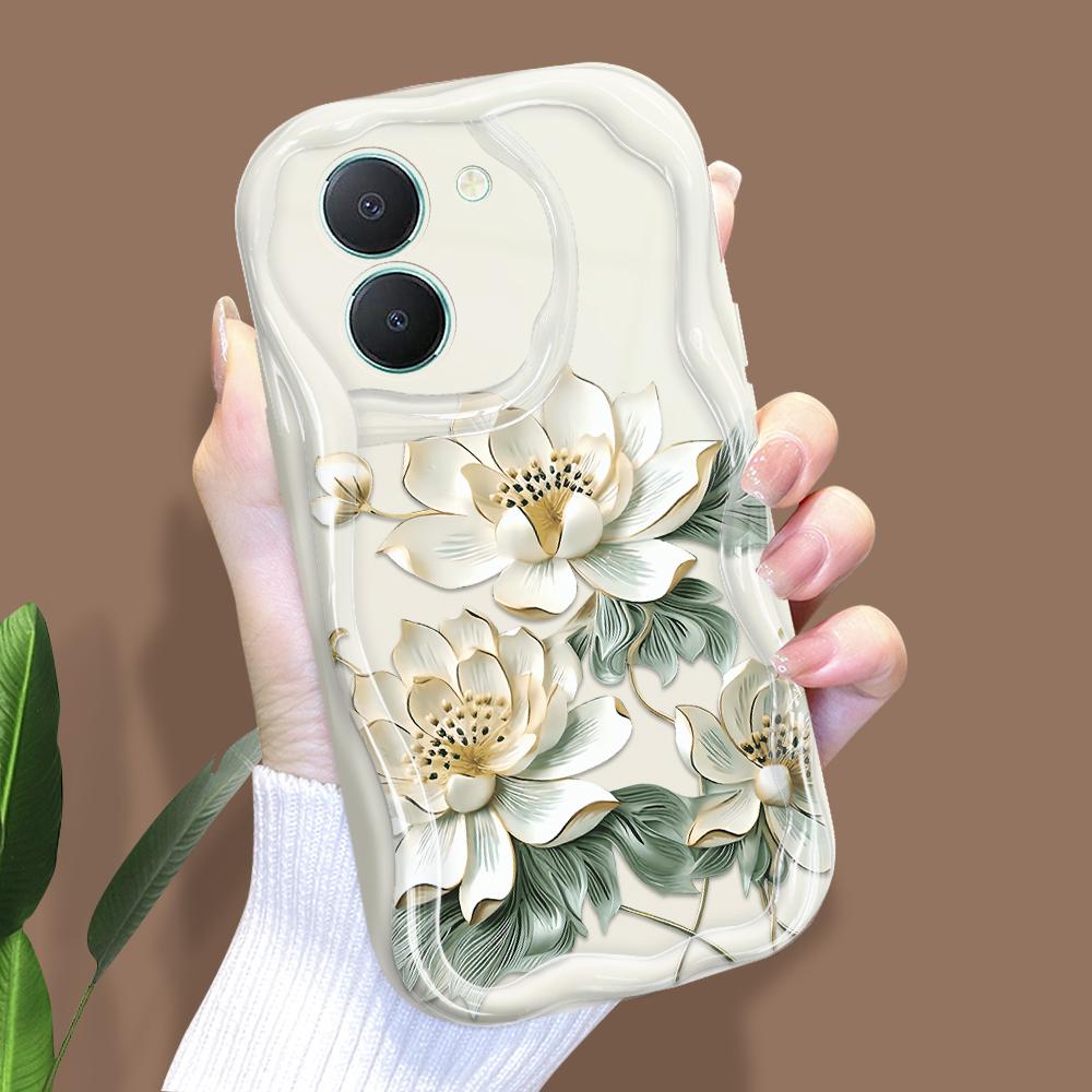 Roztomilý kreslený vzor s krémovou texturou Pouzdro s měkkým silikonovým zvlněným okrajem pro Vivo