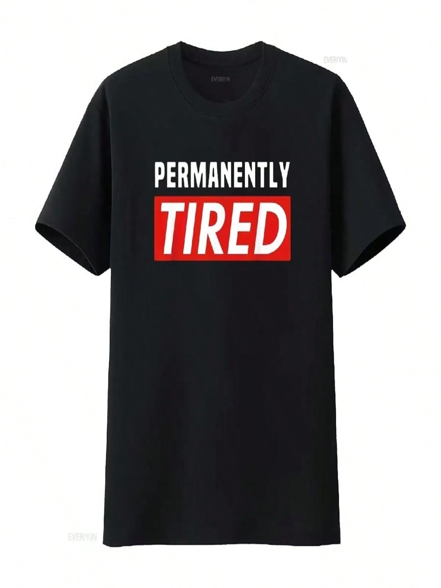unisex Permanently Tired Funny Exhausted Parent T Shirt Black XL Vintage Washed Homme Designer Clothes Streetwear Versatile S разноцветный