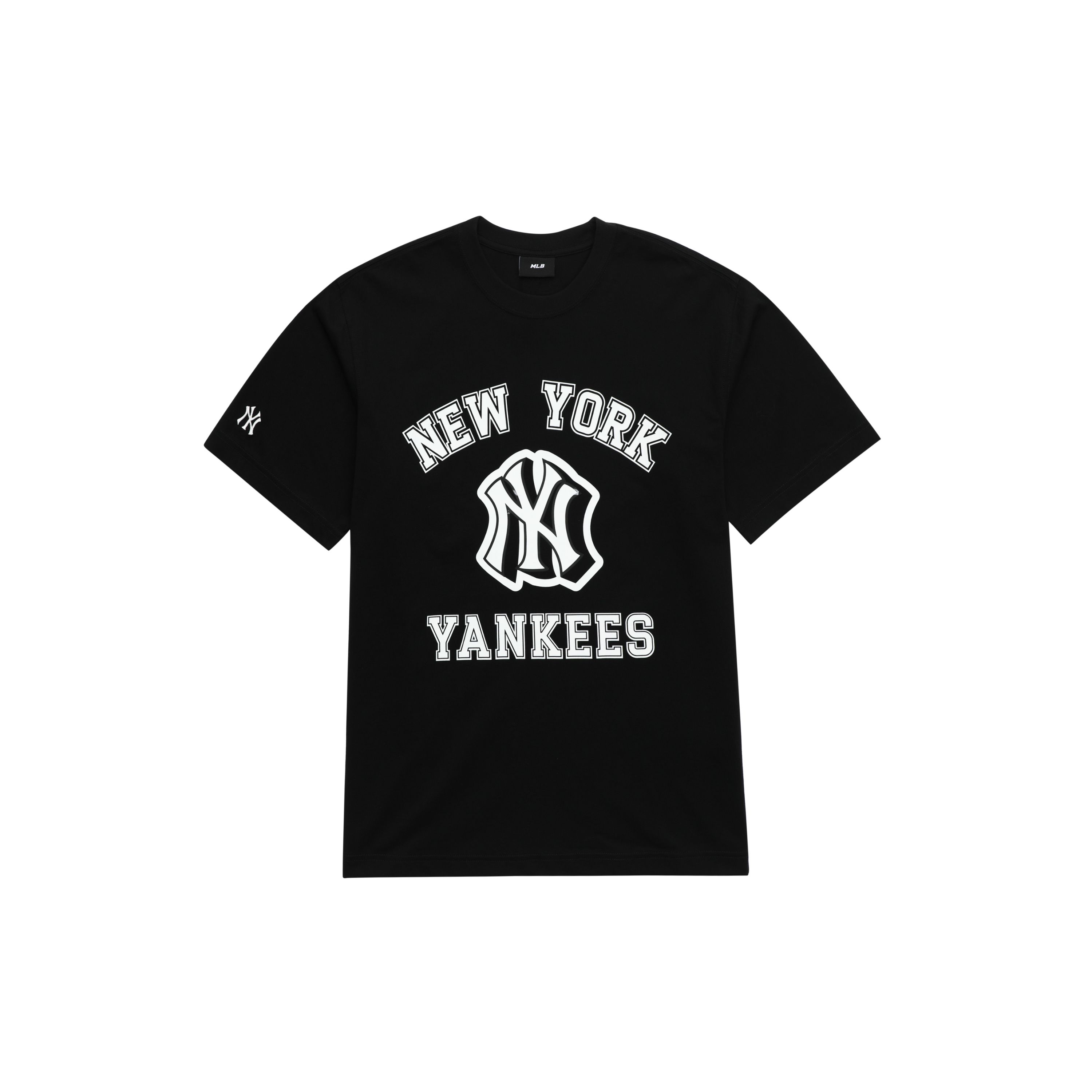 Camiseta Unisex de Manga Corta Estilo Universitario con Estampado de Letras MLB New York Yankees Cuello Redondo Vintage Americano Negro 3ATSV0233-50BKS M gray