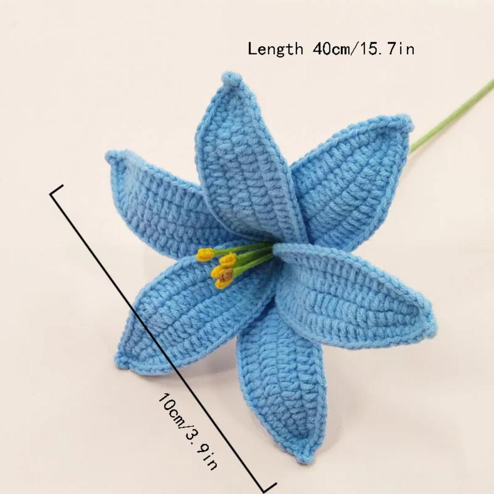Gifts Hand-Knitted Lily Flower Lightweight Fake Flower Plants  Home Decor