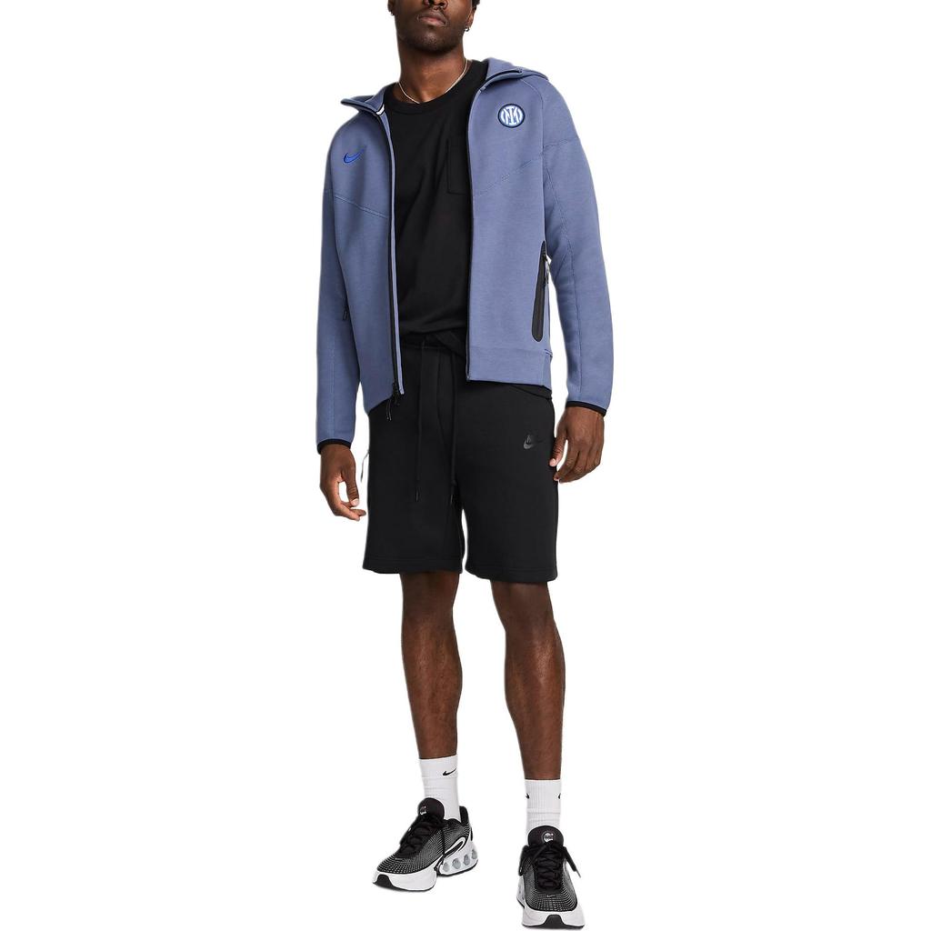 Nike Inter Milan Tech Fleece Windrunner Jacket With Embroidered Logo Men Jacket Diffused-Blue Black Lyon-Blue FV6666-491