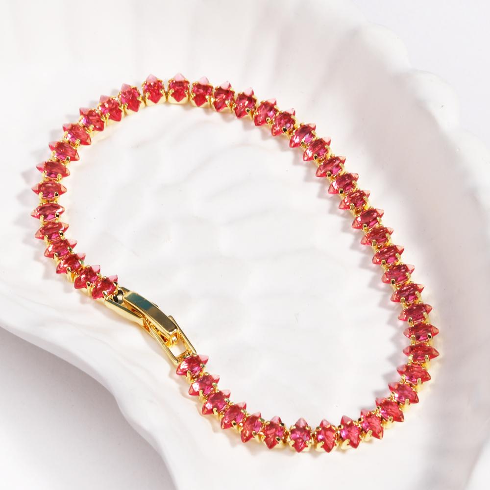 10 Colors Luxury CZ Tennis Cubic Zirconia Gold Silver Color Iced Out Chain Bracelet Bling Jewelry for Women Party Gift