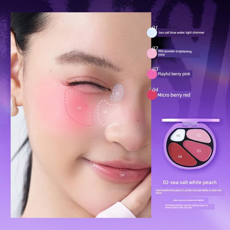 Zfc Mei Shi Wild Peach Multi-Use Cream Palette Blush Rouge Powder Eyeshadow Highlighter All-In-One Multi-Use Makeup Palette